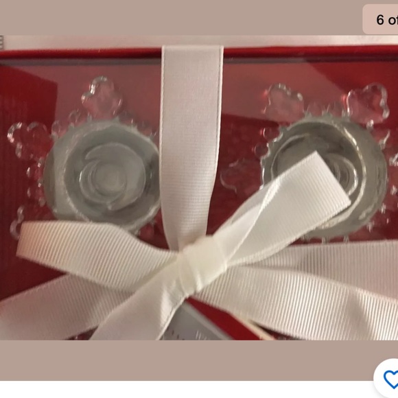 Williams-Sonoma Clear❄️Snowflake 4-pc Taper Holder Set includes candles, NWT Box - Picture 4 of 8